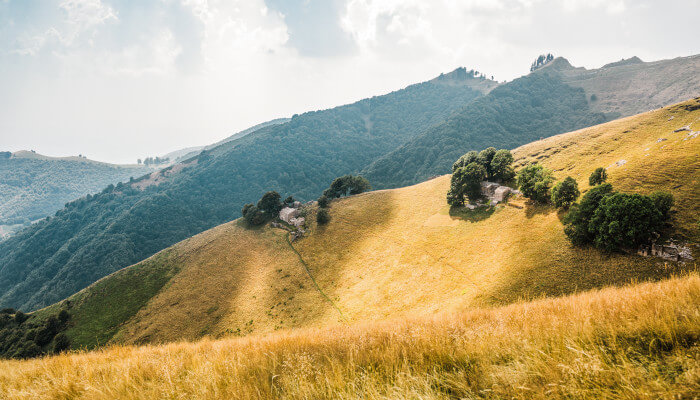 Herbstwiese, Berge und Tal im Valle di Muggio